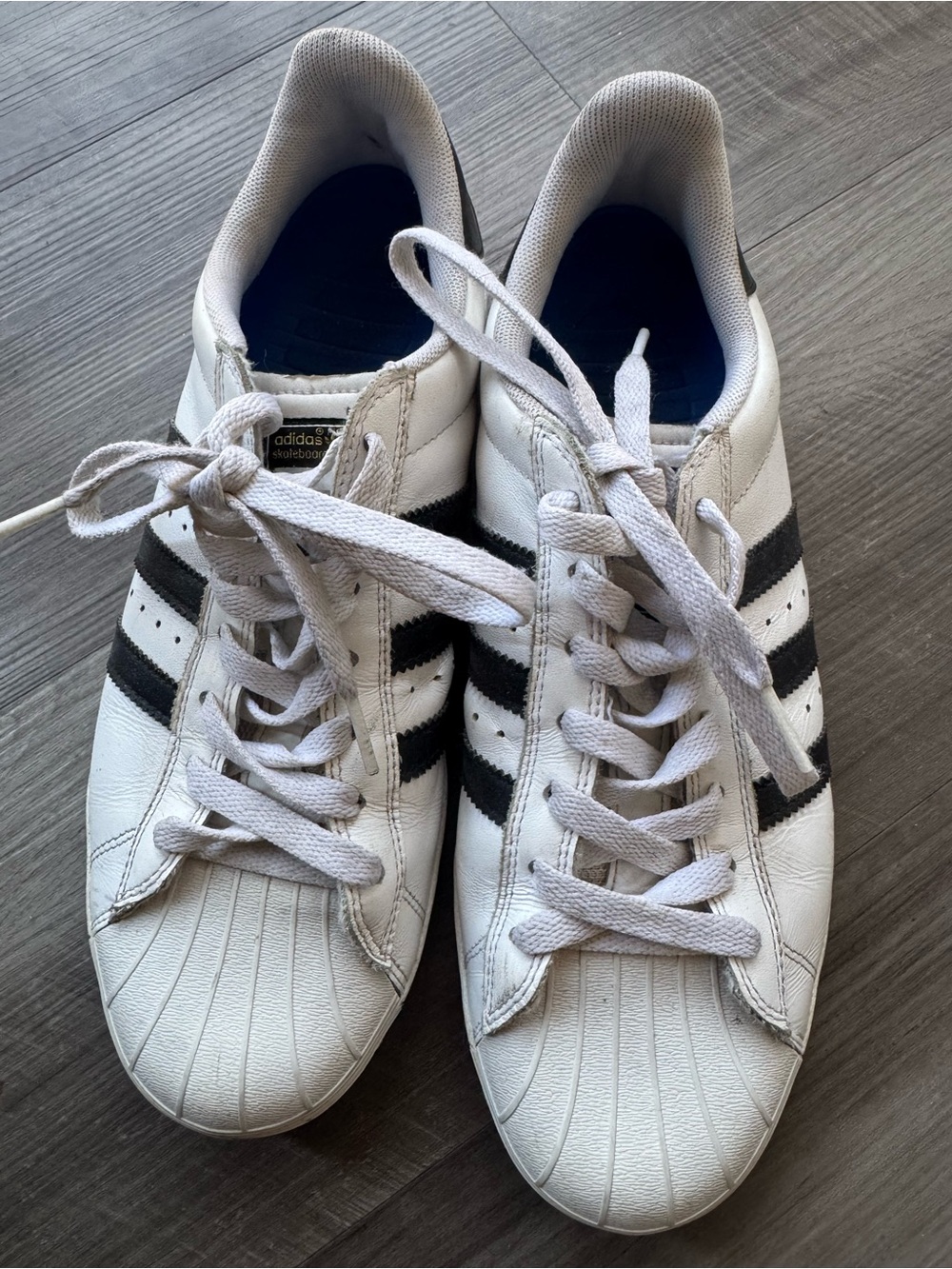 adidas White and Black Shell-Toe Sneakers